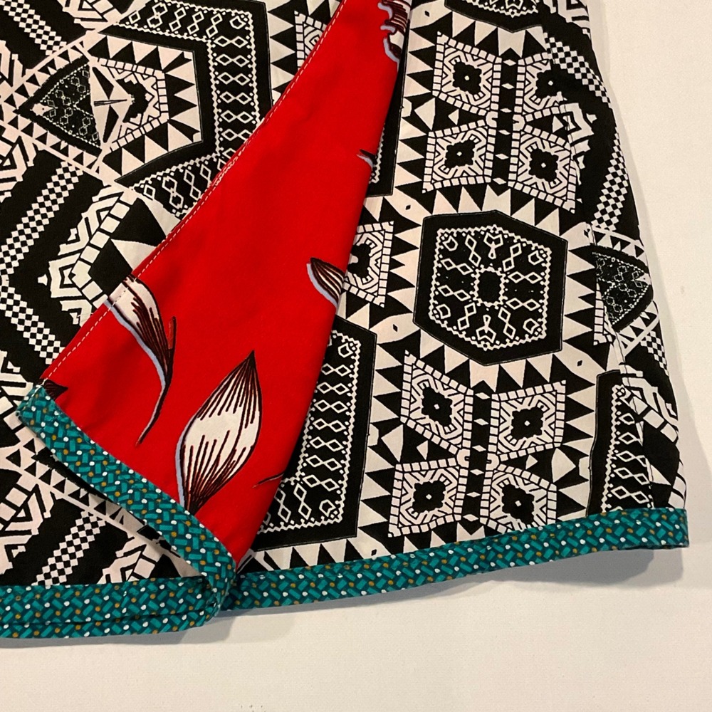 ZAND AMSTERDAM Reversible skirt Snap Adjustable geometric S M L boho bag retro - Picture 7 of 16